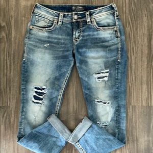 Silver boyfriend fluid denim jeans size W27/L29